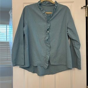 Blue Ruffled Women's Top